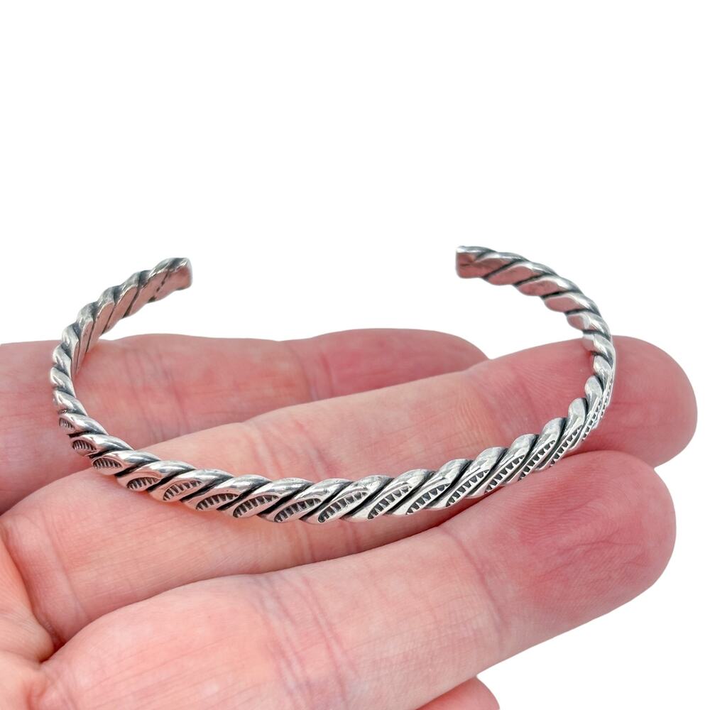 Vintage Sterling Silver 925  Southwest Hand Tooled Cuff Bracelet | 6.5"